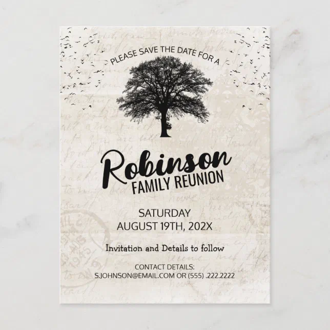 Modern Family Tree Reunion Party | Save the Date Postcard