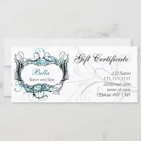 aqua,black and white Chic Gift Certificates