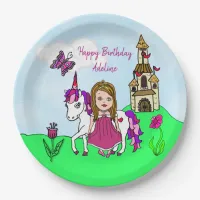 Pretty Princess and Unicorn Birthday Party Paper Plates