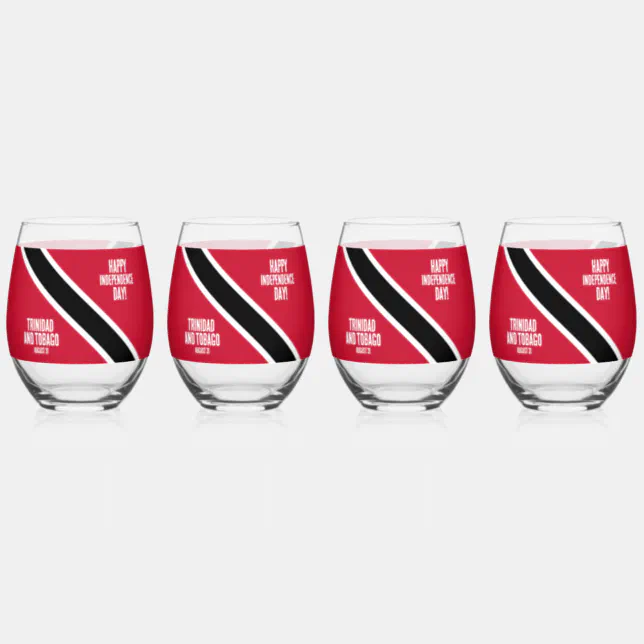 Trinidad & Tobago Independence Day National Flag Stemless Wine Glass