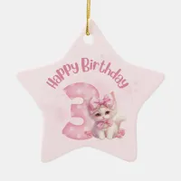 3 Year Old Birthday Party Kitten Theme Ornament