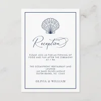 Beach Wedding Seashell Navy Blue Reception Enclosure Card