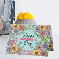 Intricate Vibrant Doodle Flowers Mother's Day Card