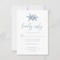 Starfish Modern Dusty Blue Beach Wedding RSVP Card