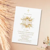 Pampas Grass Floral Baby Girl Baptism Invitation