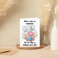 Elephant’s Joyful Journey Blank Greeting Card