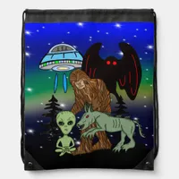 Bigfoot, Chupacabra, Mothman, UFO, Alien Cryptids  Drawstring Bag