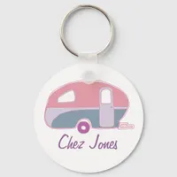 Personalized Retro Art Caravan Owner's Keychains