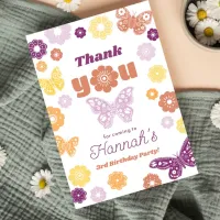 Retro Butterfly Birthday with Message Thank You Card