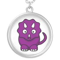 Purple Triceratops Cartoon Necklace