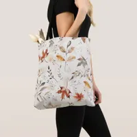 Cozy Autumn Leaves Botanical Print Tote Bag