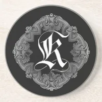 Elegant Goth Initial K Sandstone Coaster