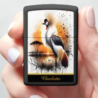 Graceful crane stands elegantly  zippo lighter