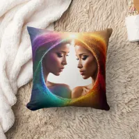 Colorful Expression of Duality and Harmony in Art Throw Pillow