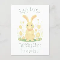 Cute Easter Bunny And Gold Eggs Preschool Postcard