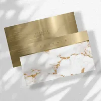 Brushed Metal Band Marble Glitter Gold ID802 Business Card