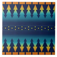 Southwest Sunset Pines Saddle Blanket Design Ceramic Tile