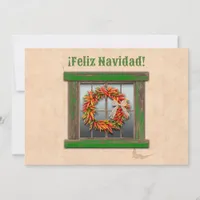 Southwest Chile Ristra Wreath Flat Holiday Card