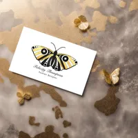 Mystical Celestial Gold Moths QR Code Business Card