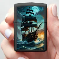 Galleon Under Moonlit Sky Zippo Lighter