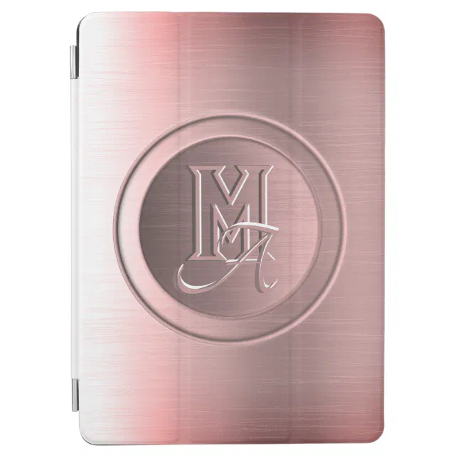 Metallic Pink Steel Engraved Monogram iPad Air Cover