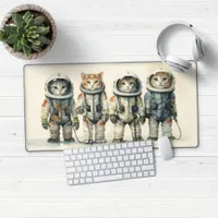 Cute Astronaut Space Cats Desk Mat