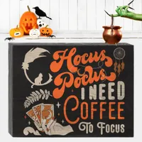 Witch Hocus Pocus Coffee To Focus Photo Halloween Wooden Box Sign