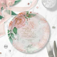 Rose Garden Wedding Thank You Peach ID764 Paper Plates