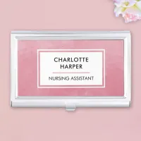 Nurse Medical Assistant LPN Watercolor Blush Pink Business Card Case