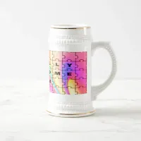 Totally Awesome Mom  Pink Swirl Puzzle Design Beer Stein