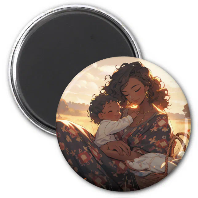 Anime mother in a morning meadow magnet