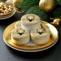 Deer Antlers Silhouette & Snowflakes Gold ID861 Chocolate Covered Oreo