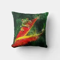 Painted Costa Rica Tree Frog | Red Eyed Amphibian Throw Pillow