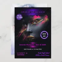 Golden Glow in the Dark Neon Graduation Party Invitation