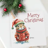 Adorable Festive Hamster in Santa Hat Christmas Favor Tags