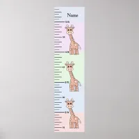 Cute Giraffe Pastel Growth Chart Add Child's Name