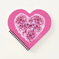 Pink Floral Hydrangea Heart Valentines Notebook