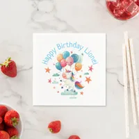 Funny Flying Unicorn Rainbow Colors 1st Birthday  Napkins