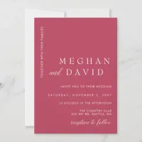 Simple Elegant Minimal Modern Magenta Wedding  Invitation