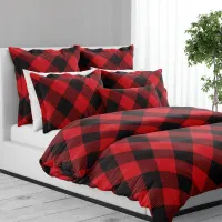 Buffalo Plaid Rustic Black and Red Pattern Duvet Cover