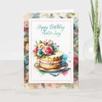 Pretty Shabby Chic Floral Personalized Birthday Card