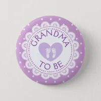 Purple  Heart  Polka Dot Grandma to Be Button