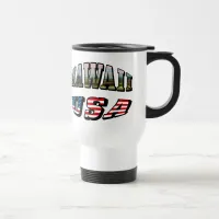 Hawaii Picture and USA Flag Text Travel Mug