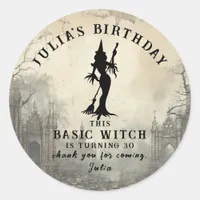 Basic Witch Modern Gothic Dark Halloween  Classic Round Sticker