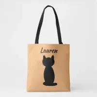 Personalized Black Cat Silhouette  Tote Bag