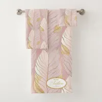 Pink Gold Christmas Pattern#29 ID1009 Bath Towel Set