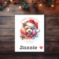 Sweet Watercolor Poodle and Christmas Greetings Sticker