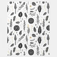 Boho Basics Black and White Fleece Blanket