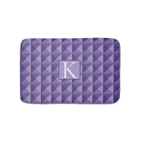 Purple Geometric Pattern with Monogram Initial Bath Mat