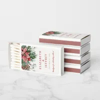 Poinsettias Holly Christmas Holidays Wedding  Matchboxes